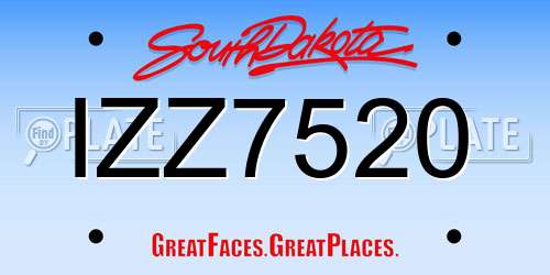 IZZ7520 South Dakota License Plate