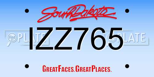 IZZ765 South Dakota License Plate