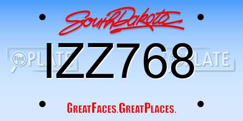 IZZ768 South Dakota License Plate