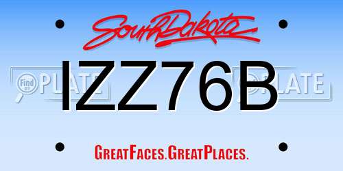IZZ76B South Dakota License Plate