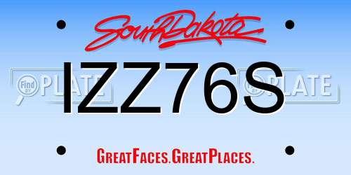 IZZ76S South Dakota License Plate