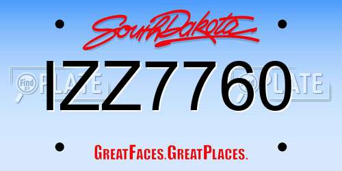 IZZ7760 South Dakota License Plate