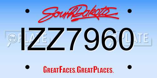 IZZ7960 South Dakota License Plate