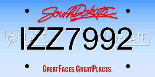 IZZ7992 South Dakota License Plate