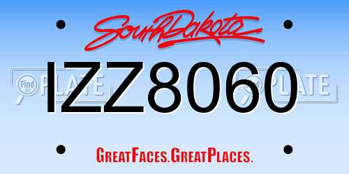 IZZ8060 South Dakota License Plate