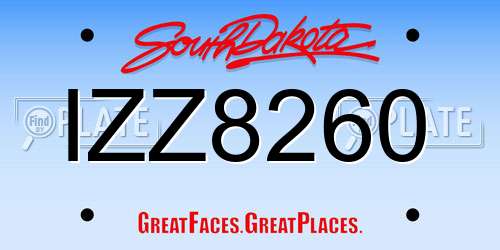 IZZ8260 South Dakota License Plate