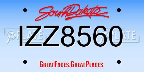IZZ8560 South Dakota License Plate