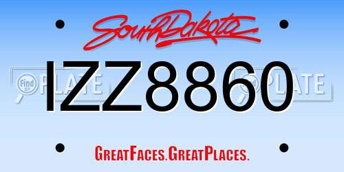 IZZ8860 South Dakota License Plate