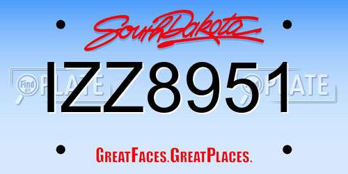 IZZ8951 South Dakota License Plate