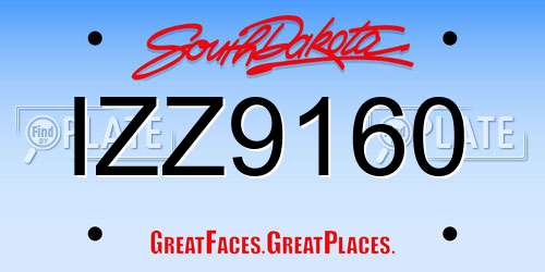 IZZ9160 South Dakota License Plate