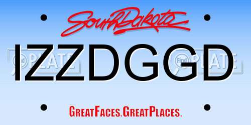 IZZDGGD South Dakota License Plate