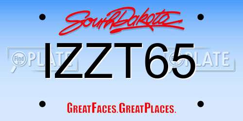 IZZT65 South Dakota License Plate