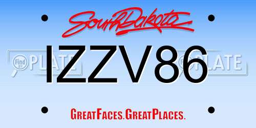 IZZV86 South Dakota License Plate