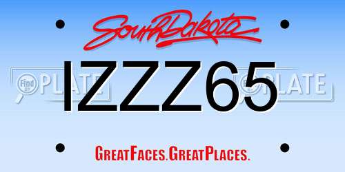 IZZZ65 South Dakota License Plate