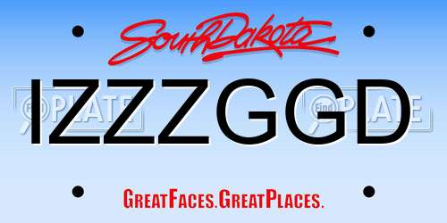 IZZZGGD South Dakota License Plate