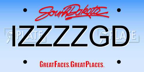IZZZZGD South Dakota License Plate