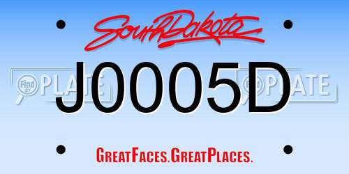 J0005D South Dakota License Plate
