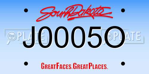 J0005O South Dakota License Plate