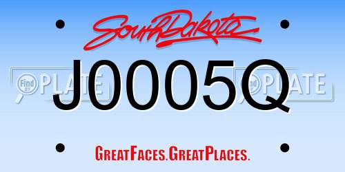 J0005Q South Dakota License Plate