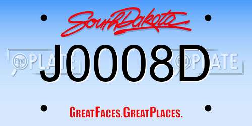 J0008D South Dakota License Plate
