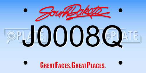 J0008Q South Dakota License Plate