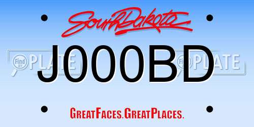 J000BD South Dakota License Plate