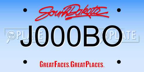 J000BO South Dakota License Plate