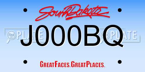 J000BQ South Dakota License Plate