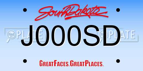 J000SD South Dakota License Plate