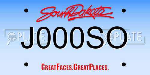 J000SO South Dakota License Plate