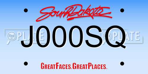 J000SQ South Dakota License Plate