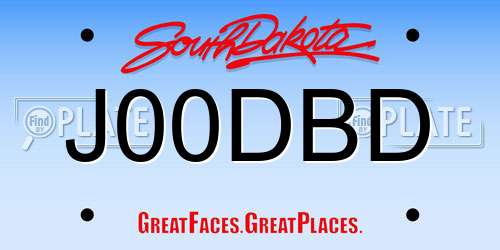 J00DBD South Dakota License Plate