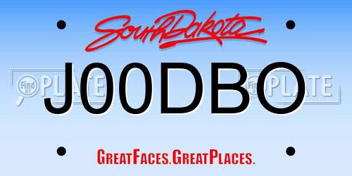 J00DBO South Dakota License Plate