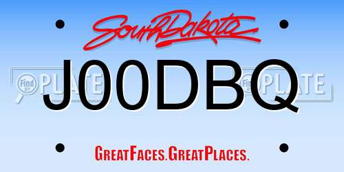 J00DBQ South Dakota License Plate