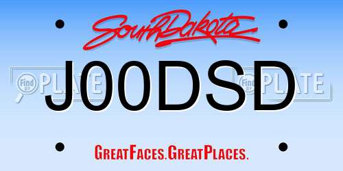 J00DSD South Dakota License Plate