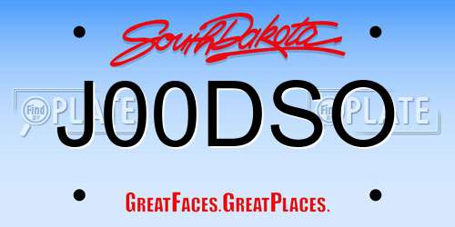 J00DSO South Dakota License Plate