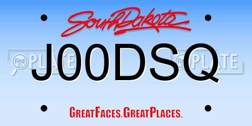 J00DSQ South Dakota License Plate