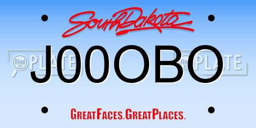 J00OBO South Dakota License Plate
