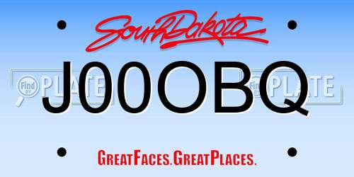 J00OBQ South Dakota License Plate