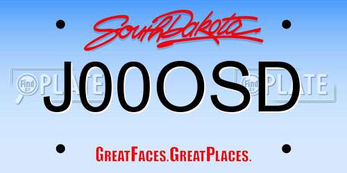 J00OSD South Dakota License Plate