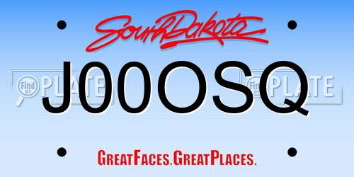 J00OSQ South Dakota License Plate