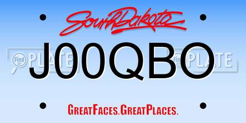 J00QBO South Dakota License Plate