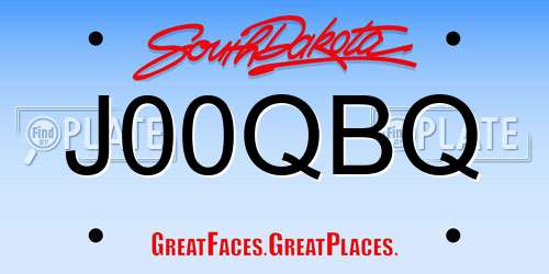J00QBQ South Dakota License Plate
