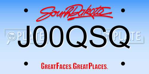 J00QSQ South Dakota License Plate