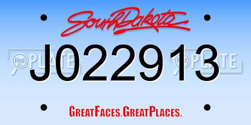 J022913 South Dakota License Plate