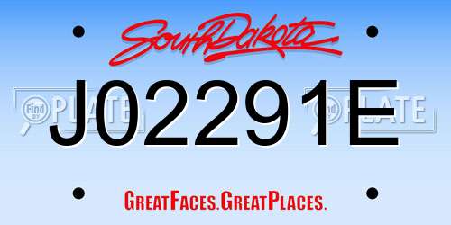 J02291E South Dakota License Plate