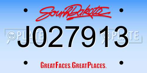 J027913 South Dakota License Plate