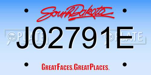 J02791E South Dakota License Plate