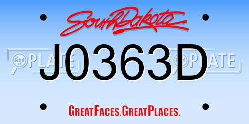 J0363D South Dakota License Plate