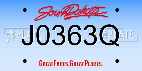 J0363Q South Dakota License Plate